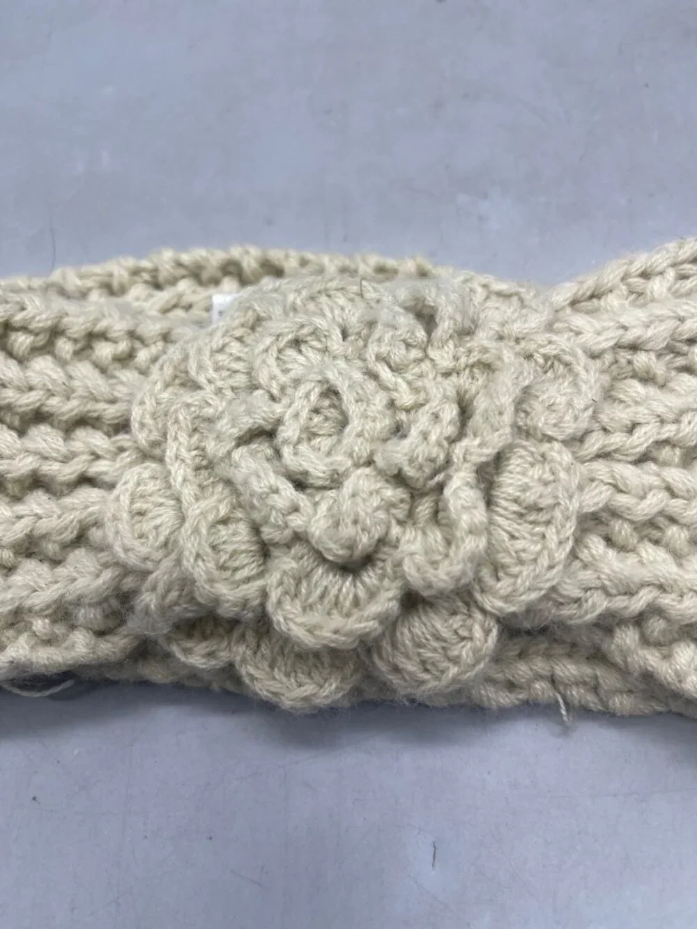 World market head band floral knitted acrylic tan length 20
